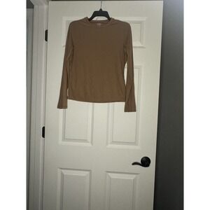Pumiey Long Sleeve Crewneck Top Xl Brown